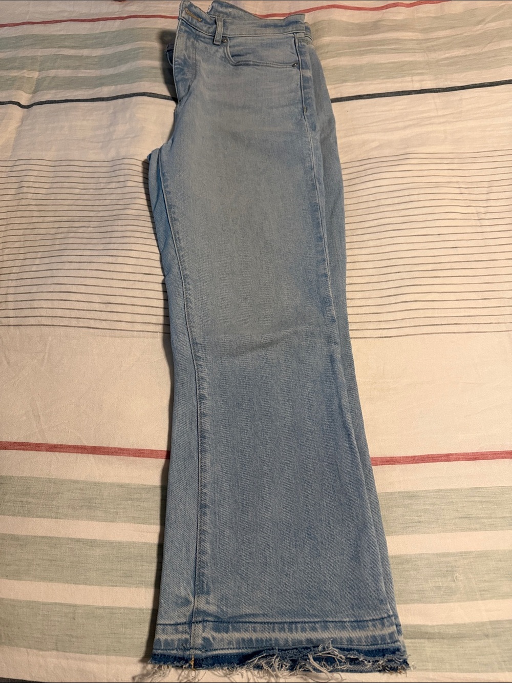 LOFT Light Blue Flare Jeans with Frayed Hem